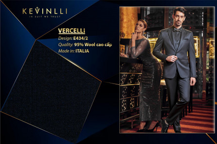 E434/2 Vercelli CVM - Vải Suit 95% Wool - Xanh Navy Trơn